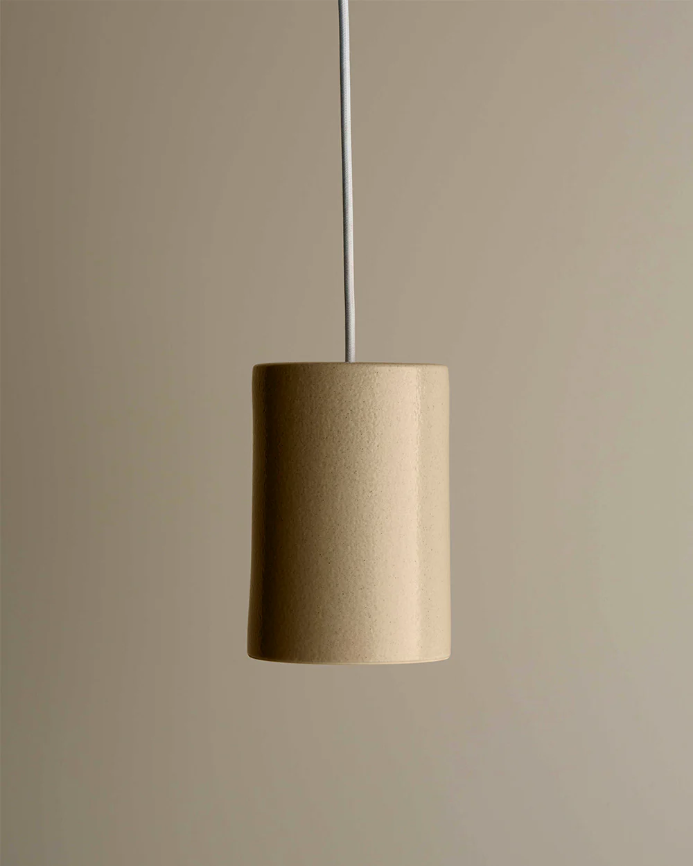 Large Ceramic Pendant Cylinder Light / Sand
