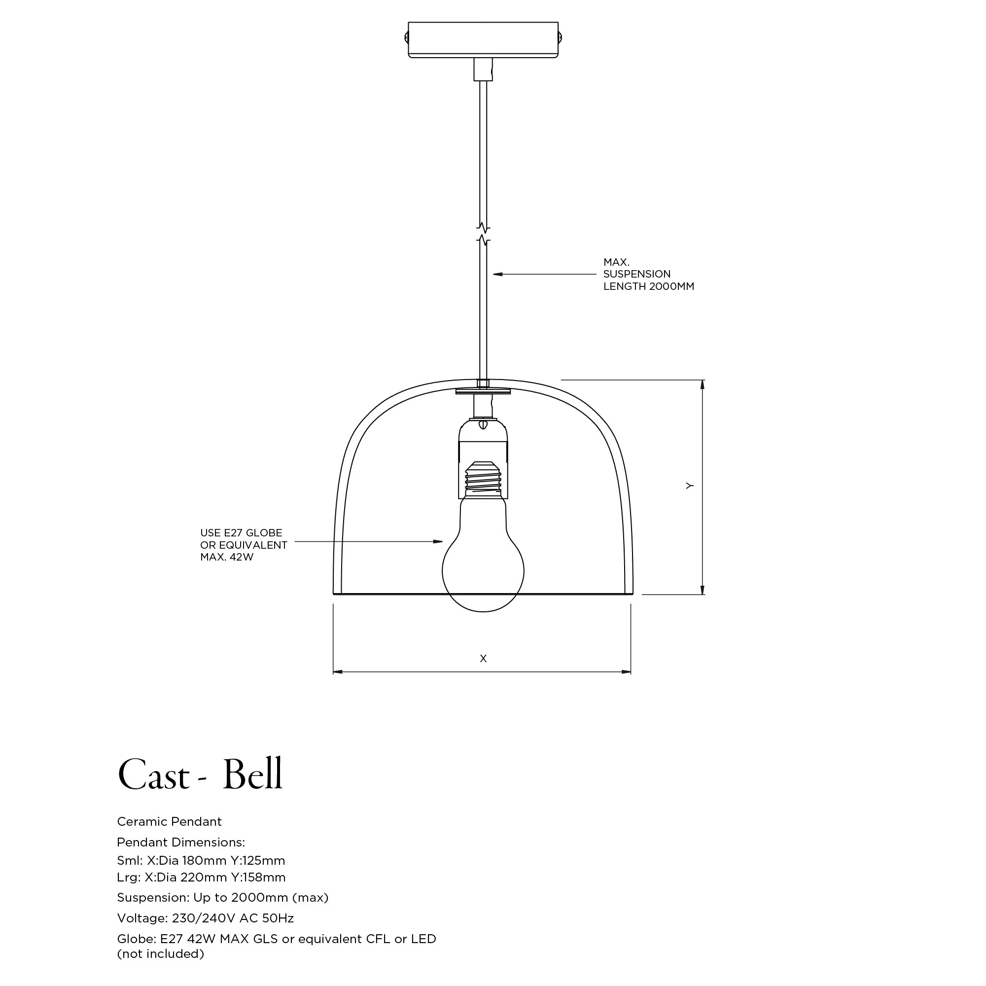 Small Ceramic Pendant Bell Light / Saltbush - Image 8